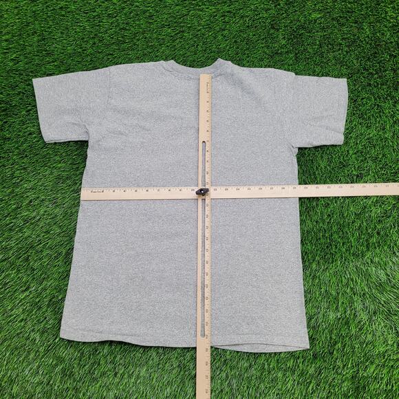 Vintage 90s Navy Football Shirt Medium 19x25 Gray Spellout - Picture 3 of 13